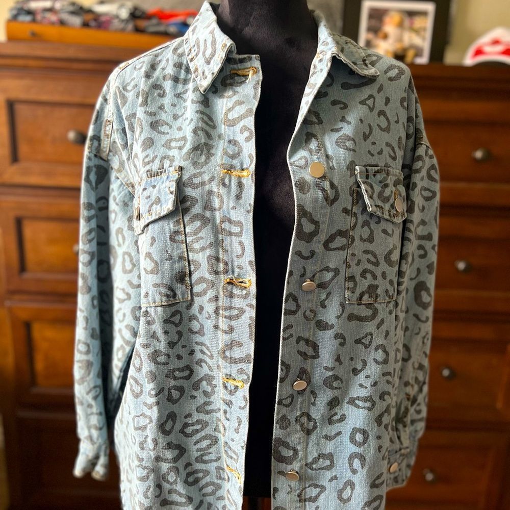 Leopard Print Denim Jacket